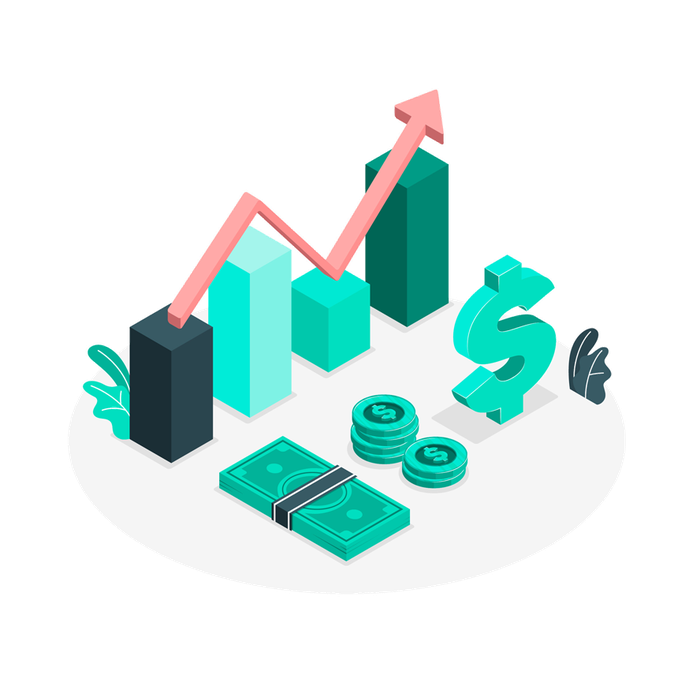 Isometric chart with dollar sign