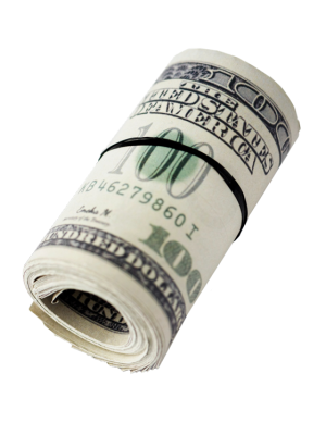 Rolled dollar banknotes